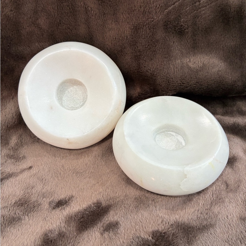 White Marble Candlestick or Sphere Holders
